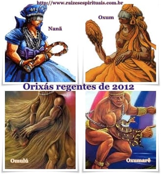 Orixás regentes de 2012 indicados pela mãe de santo Makena Mwanajuma