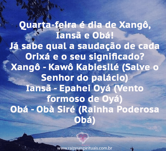 Saudações dos Orixás de quarta-feira