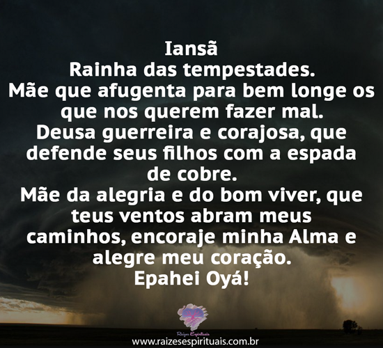 Iansã Rainha das tempestades. 