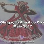 Obrigação anual de Obá – Maio 2017
