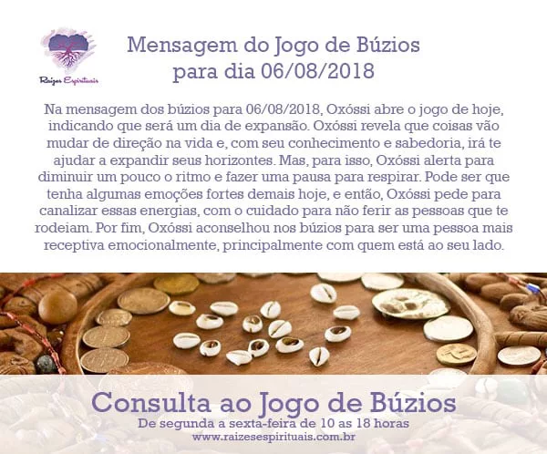 Mensagem dos búzios para 06/08/2018