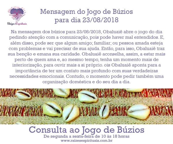 Mensagem dos búzios para 23/08/2018: Obaluaiê abre o jogo do dia