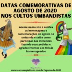 Datas comemorativas de Agosto de 2020 nos cultos umbandistas