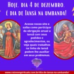 Hoje, dia 4 de dezembro, é dia de Iansã na umbanda!