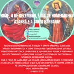 Hoje, 4 de dezembro, é dia de homenagens a Iansã e a Santa Bárbara!