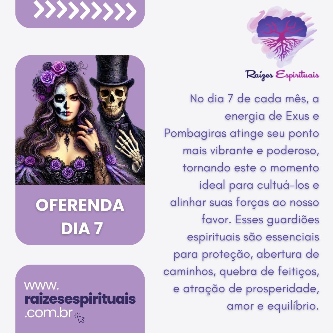 Todo dia 7 - Oferendas a Exus e Pombagiras